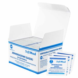 Gaziki nasączone alkoholem SoftMed 6 x 6 cm, 100 szt.