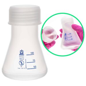 BRAND® Kolba stożkowa typu Erlenmeyera plastikowa z nakrętką i skalą