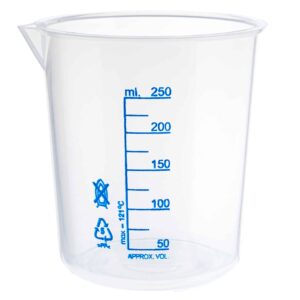 Zlewka niska z wylewem, skala niebieska, PolyLab® • SKU: P11203