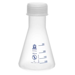 BRAND® Kolba stożkowa typu Erlenmeyera plastikowa z nakrętką i skalą • SKU: BRND93175