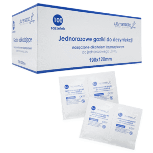 Gaziki nasączone alkoholem ultramedic 19 x 12 cm, 100 szt.