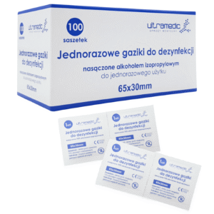 Gaziki nasączone alkoholem ultramedic 19 x 12 cm, 100 szt. - 65 x 30 mm, 100 szt. • SKU: EPL-ULT-GNA-65.30-100