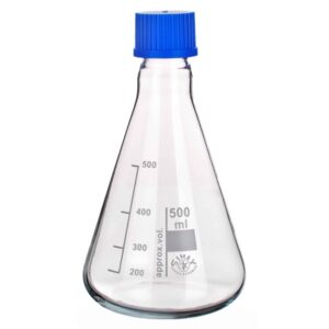 Kolba stożkowa Erlenmeyera SIMAX z niebieską nakrętką GL