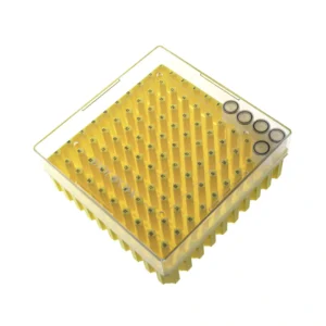 Biologix® CryoKING Kriopudełko na probówki, 100 miejsc, poliwęglan (PC) - Żółty • SKU: BGX-KRI-100PC-ZOL