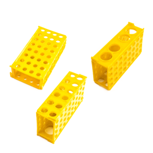 Multi statyw na probówki, 4 w 1, polipropylen PP - Żółty • SKU: CML-STA-MUL-4ZOL